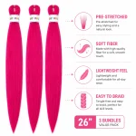 26 Inch Hot Pink Pre Stretched Braiding Hair