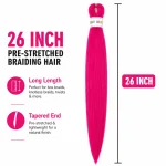 26 Inch Hot Pink Pre Stretched Braiding Hair