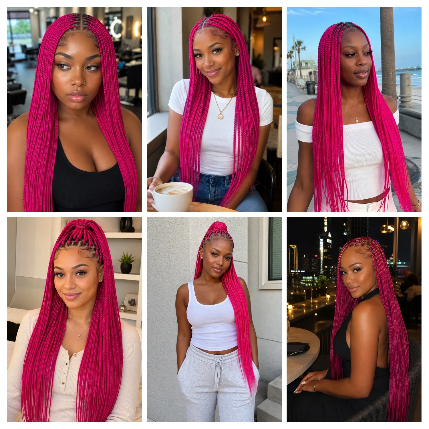 26 Inch Hot Pink Pre Stretched Braiding Hair
