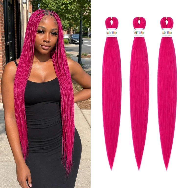 26 Inch Hot Pink Pre Stretched Braiding Hair