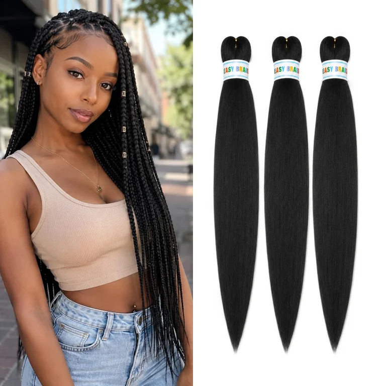Black Pre Stretched Braiding Hair 26 Inch 3 Packs