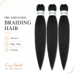 Black Pre Stretched Braiding Hair 26 Inch 3 Packs