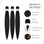 Black Pre Stretched Braiding Hair 26 Inch 3 Packs