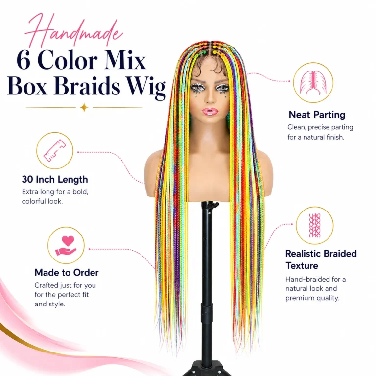 Custom 6 Color Mix Box Braids Wig