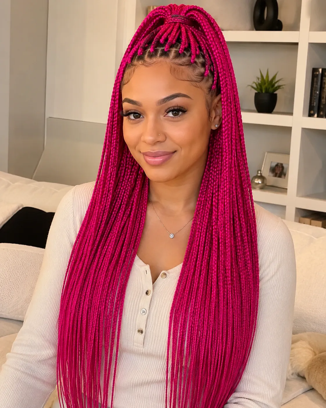 Pink Ponytail Braids