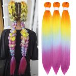 Rainbow Colorful Braiding Hair Pre Stretched