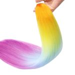 Rainbow Colorful Braiding Hair Pre Stretched