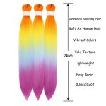 Rainbow Colorful Braiding Hair Pre Stretched