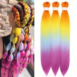 Rainbow Colorful Braiding Hair Pre Stretched