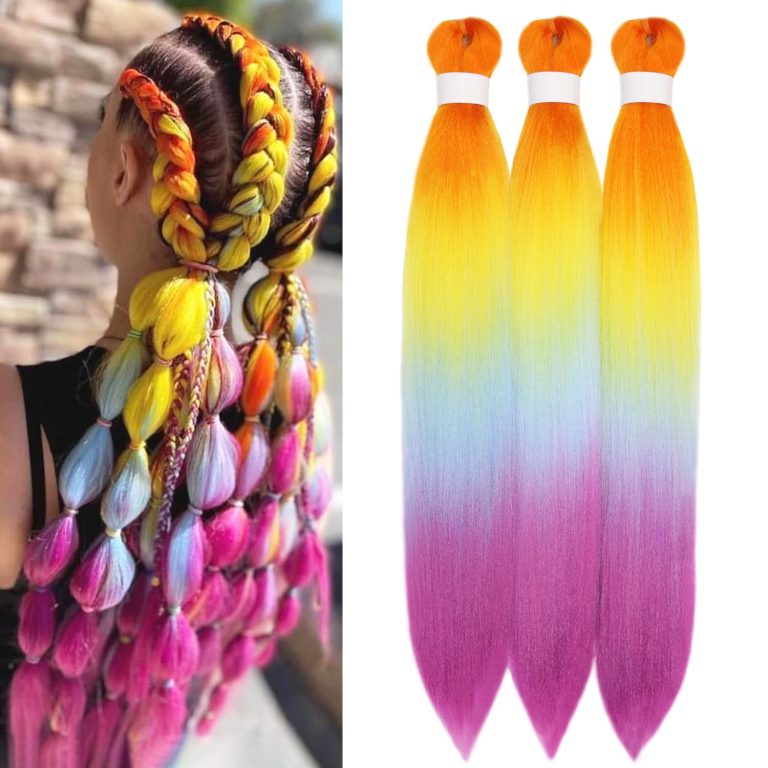 Rainbow Colorful Braiding Hair Pre Stretched