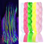 5Pcs Glow in the Dark Braiding Hair 24 Inch Colorful Jumbo Braiding Hair Extensions
