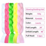 5Pcs Glow in the Dark Braiding Hair 24 Inch Colorful Jumbo Braiding Hair Extensions